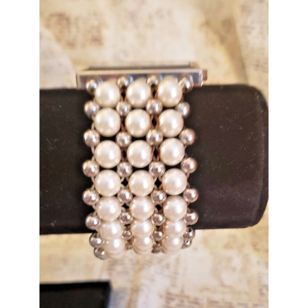 NY&C - New York & Company Watch - Rectangular Face with Faux Pearl Bracelet - Picture 4 of 9